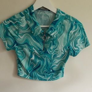 Marble Blue women’s crop top